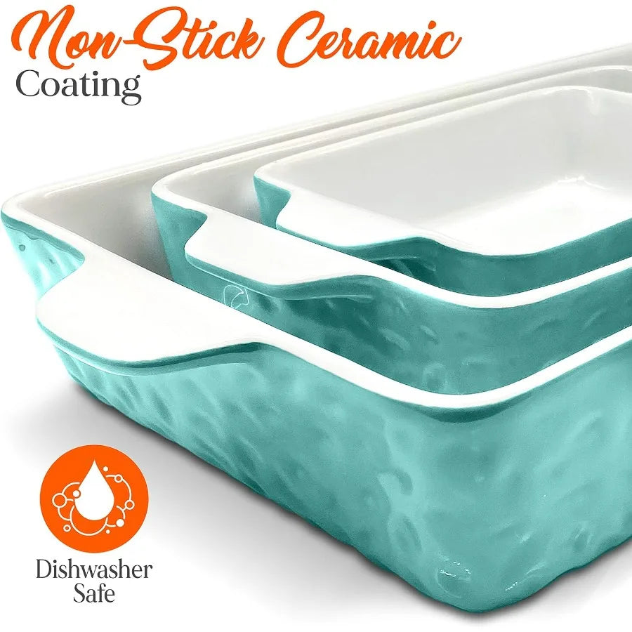3-Piece Nonstick Ceramic Bakeware Set — PFOA/PFOS/PTFE-Free, Oven-Safe to 446°F