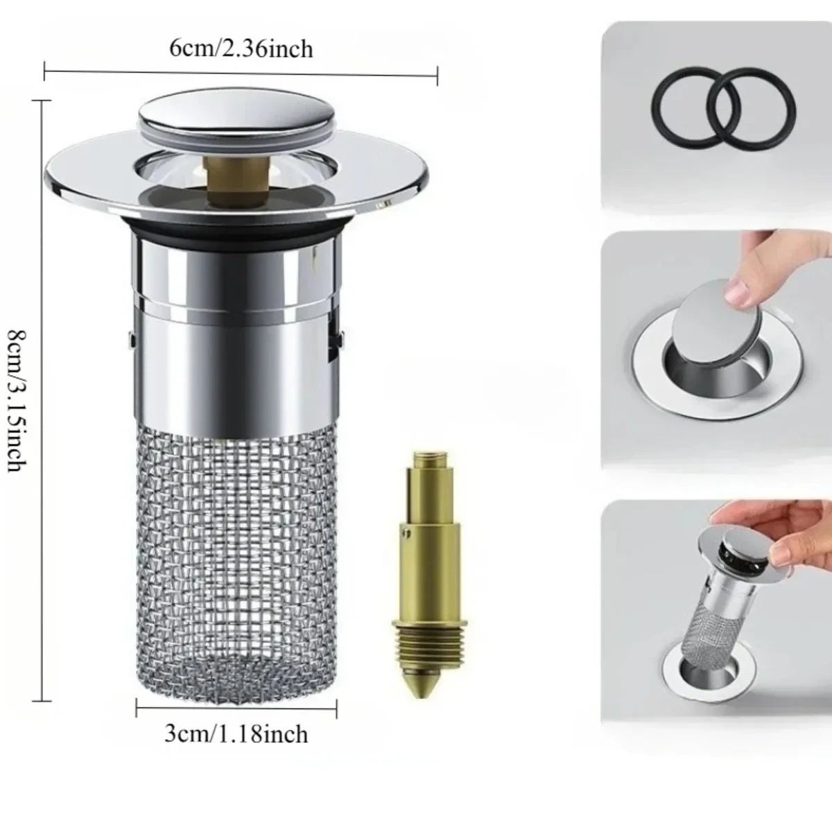 Easy-Clean Sink Drain Cover — Stainless Steel Strainer with Leak-Proof Silicone Seal
