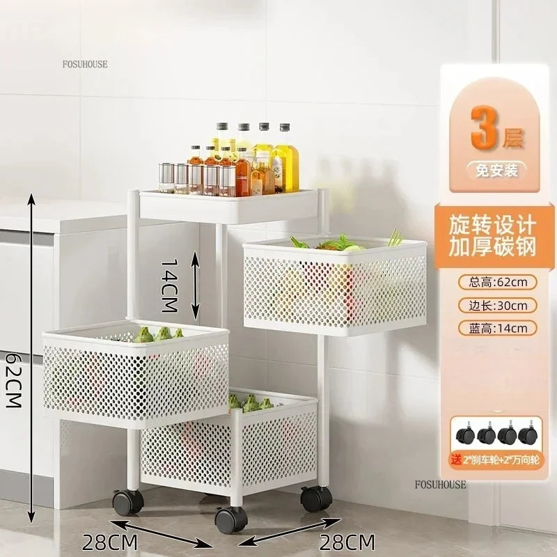 Rolling Kitchen Storage Cart with Wheels — Multi-Tier Organizer for Kitchen, Bathroom & Office