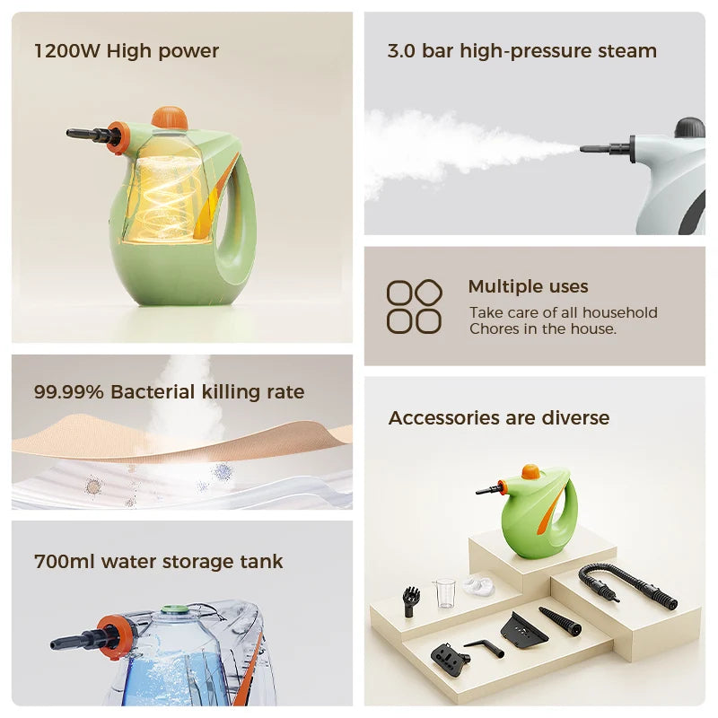 700ML Handheld Steam Cleaner Electric High Temp Cleaning Machine For Kitchen Bathroom Sofa Tile Window Home