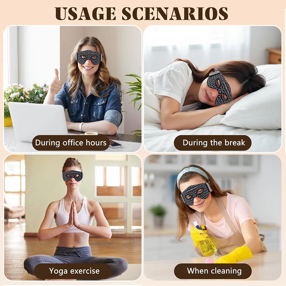 Red Light Eye Mask 630NM 850NM LED Eye Red Light Therapy Eye Mask with 5Modes Massager for Relieve Eye Bag Dark Circle Puffiness