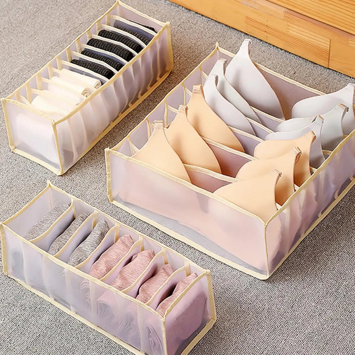 Foldable Drawer Divider Organizer — Closet Sock, Underwear & Bra Storage Bins