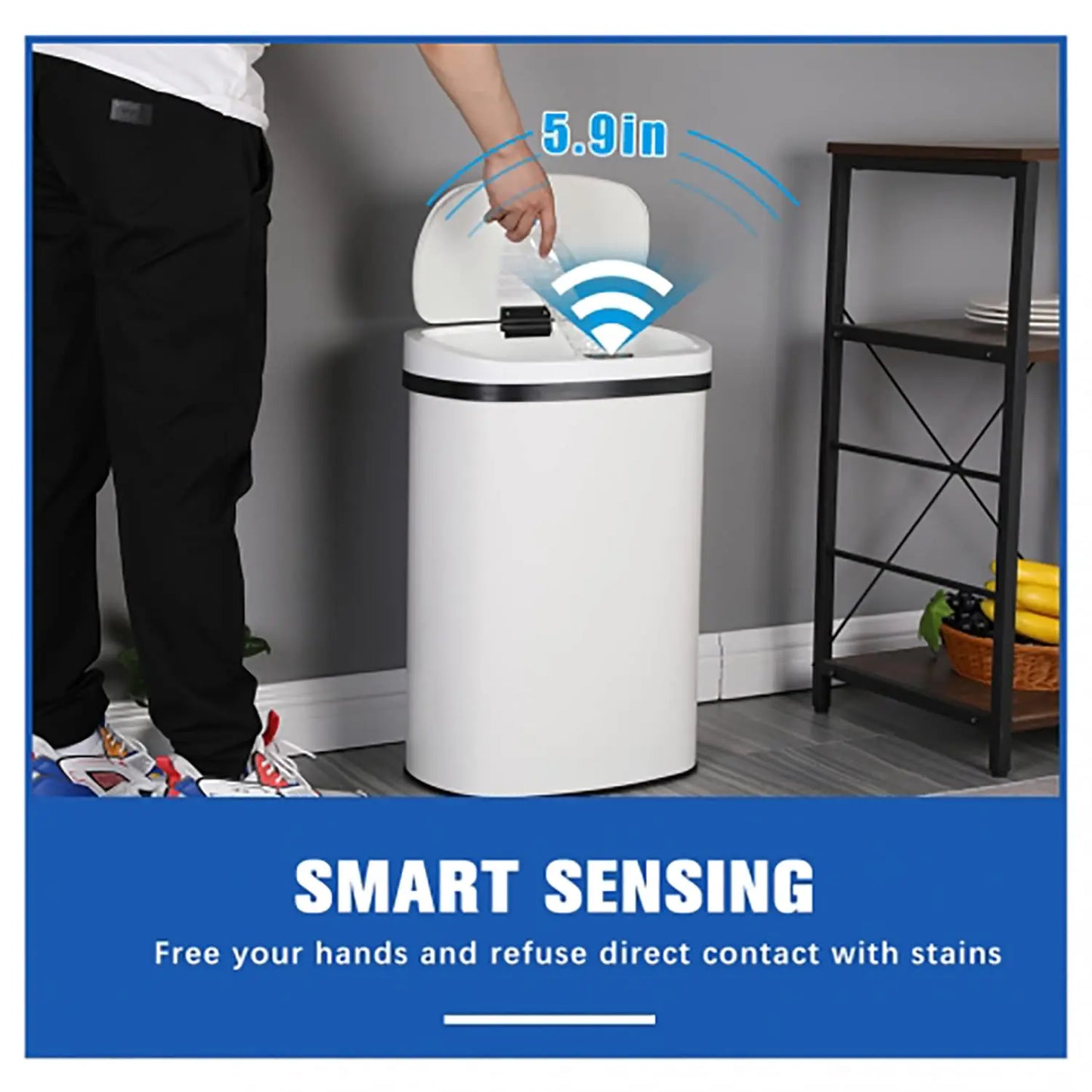 13 Gallon (50L) Trash Can Stainless Steel Motion Sensor Kitchen Garbage Can with Lid Fingerprint Proof Touch Free, Customized