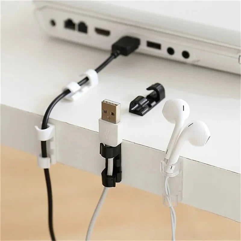 Desktop Cable Clips 3-Pack — Cord Holder for USB & Charging Cables, Office Desk Organizer