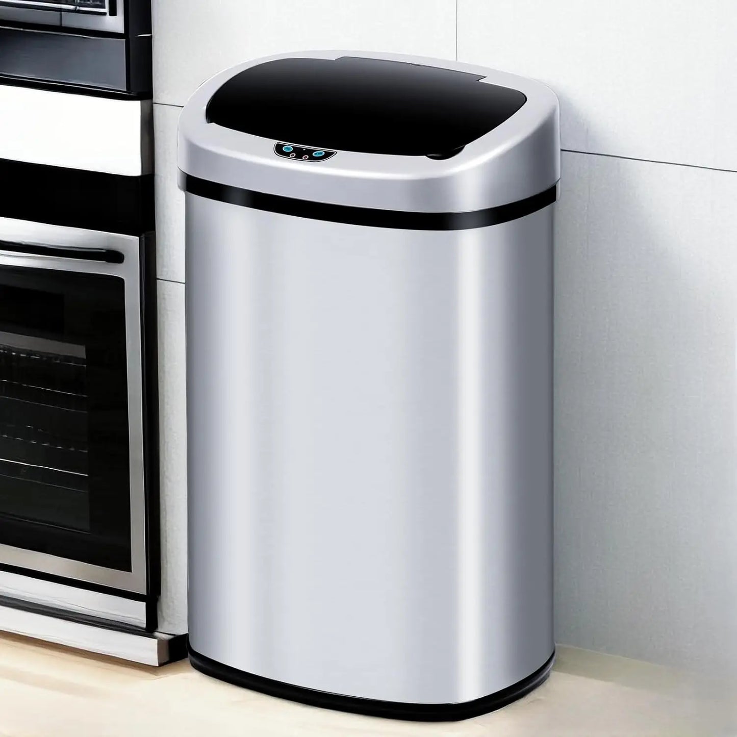 13 Gallon (50L) Trash Can Stainless Steel Motion Sensor Kitchen Garbage Can with Lid Fingerprint Proof Touch Free, Customized