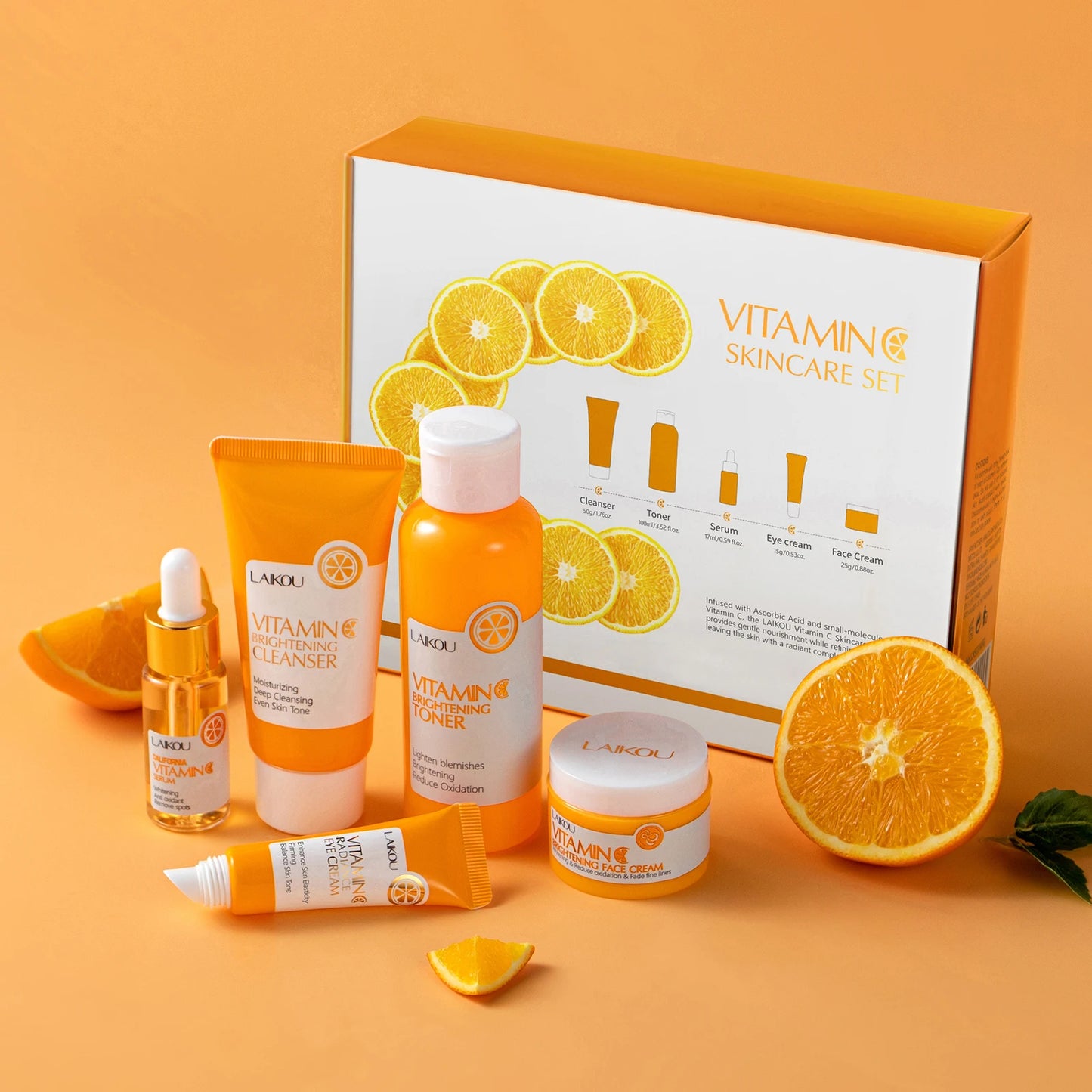 LAIKOU Vitamin C Brightening Skincare Set — 5-Piece Kit