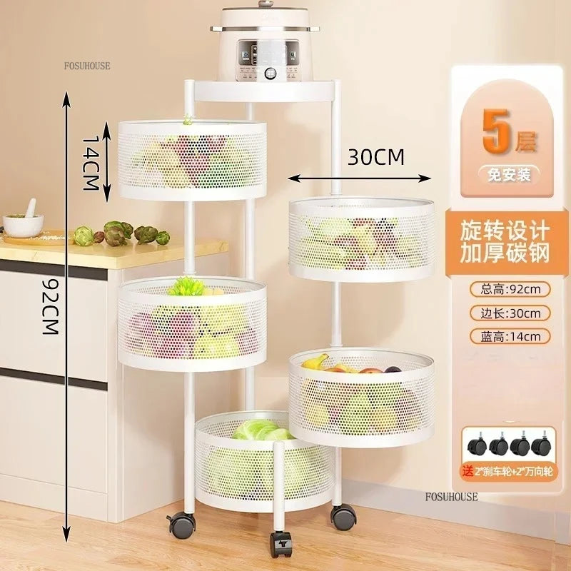 Rolling Kitchen Storage Cart with Wheels — Multi-Tier Organizer for Kitchen, Bathroom & Office