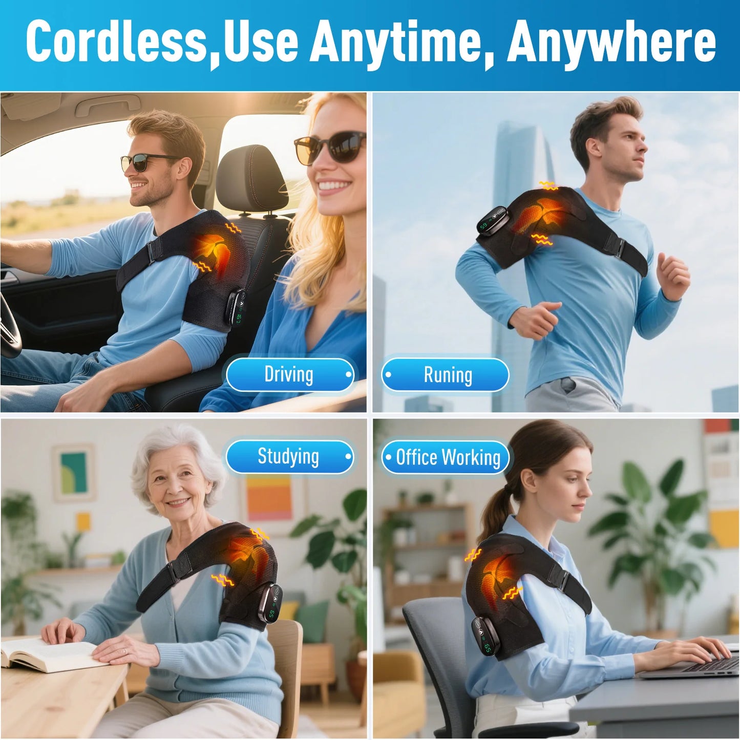 3-in-1 Heated Knee & Shoulder Massager Wrap — Vibration + Heat for Joint Pain Relief