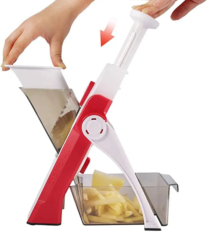 Multifunction Adjustable Mandoline Slicer — Vegetable & Fruit Shredder with Safety Guard