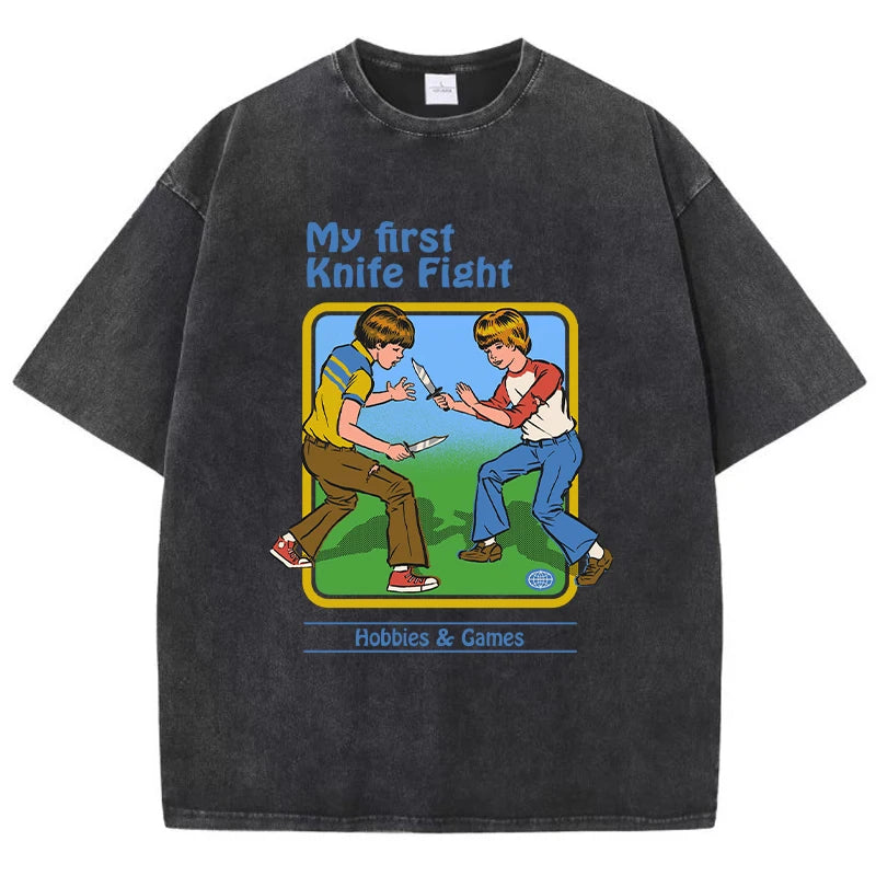 Retro Cartoon Graphic Washed T-Shirt