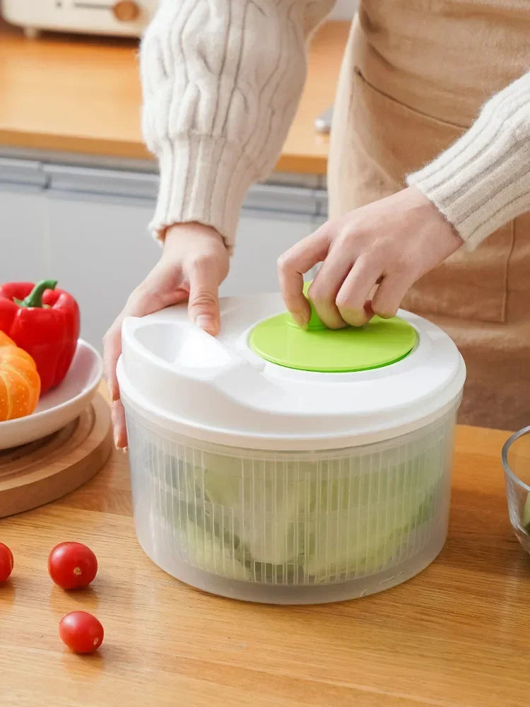 Salad Spinner & Lettuce Dryer — Quick-Crank Greens Washer with Storage Bowl
