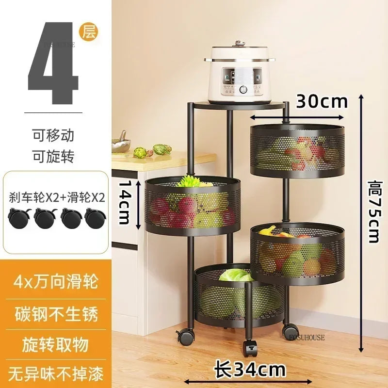 Rolling Kitchen Storage Cart with Wheels — Multi-Tier Organizer for Kitchen, Bathroom & Office