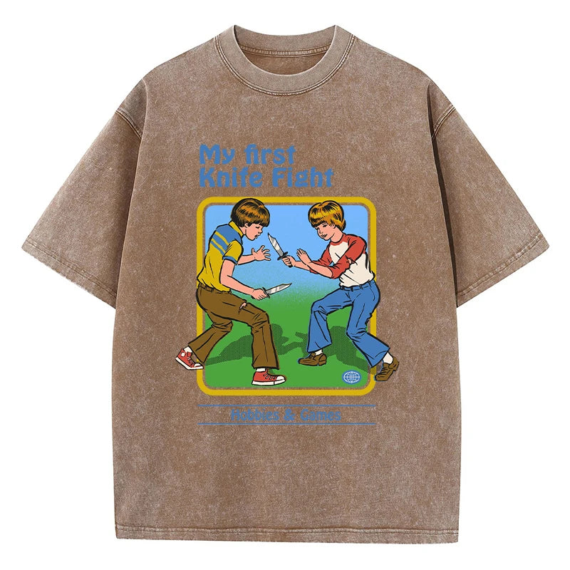 Retro Cartoon Graphic Washed T-Shirt