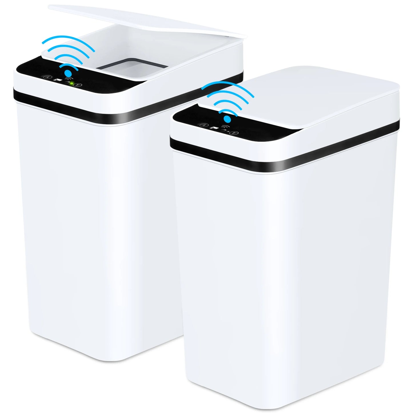 2-Pack Touchless Trash Cans — 12L Motion Sensor Slim Bins for Bathroom, Bedroom & Office
