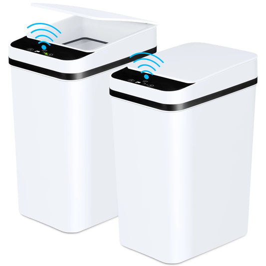 2-Pack Touchless Trash Cans — 12L Motion Sensor Slim Bins for Bathroom, Bedroom & Office