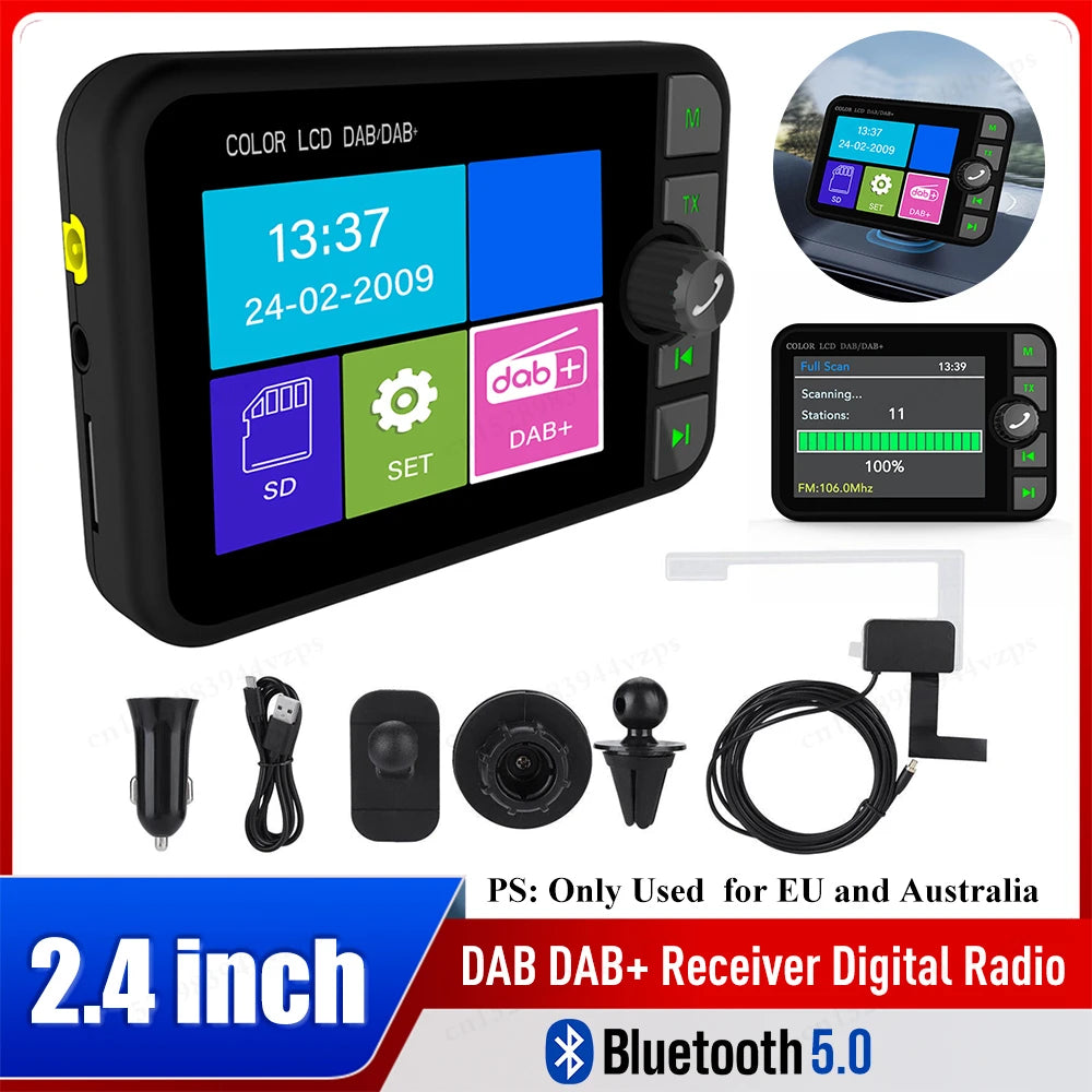 DAB+ Digital Radio Receiver for Car with LCD Screen