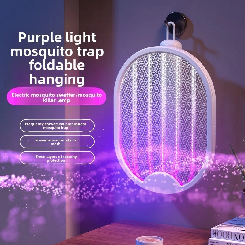 Foldable Electric Bug Zapper — USB Rechargeable Mosquito Swatter with UV Light