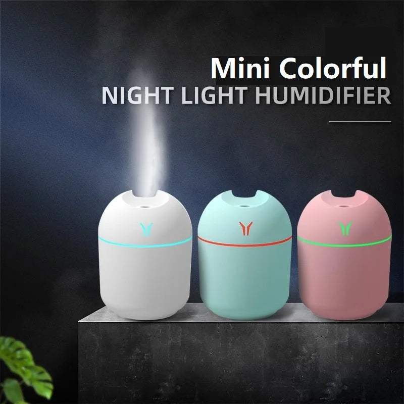 USB Mini Humidifier & Aroma Diffuser — 250ml Ultrasonic Mist Maker with Color-Changing LED Light