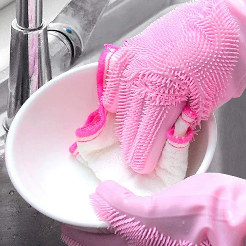 Reusable Silicone Scrubbing Gloves — Dishwashing & Household Cleaning Gloves