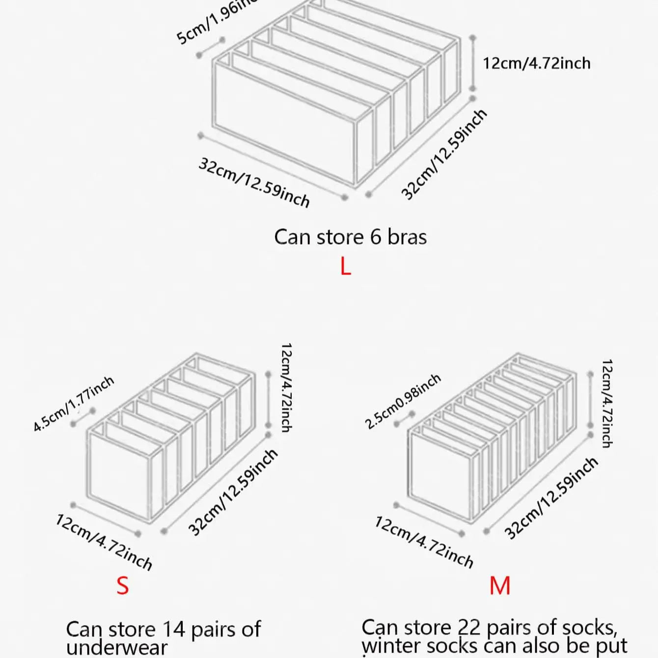 Foldable Drawer Divider Organizer — Closet Sock, Underwear & Bra Storage Bins