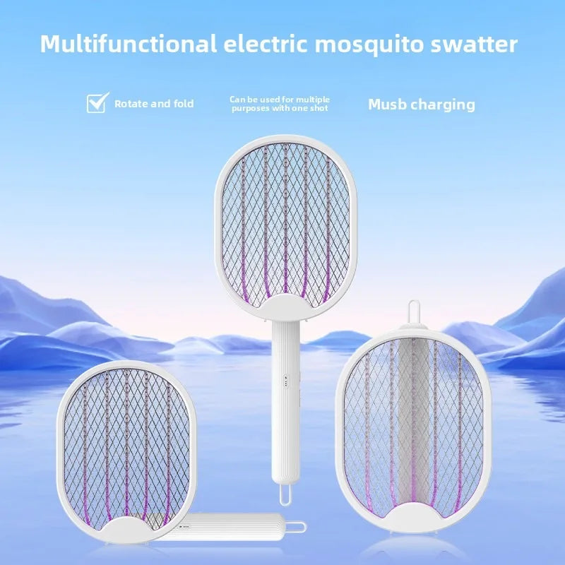 Foldable Electric Bug Zapper — USB Rechargeable Mosquito Swatter with UV Light