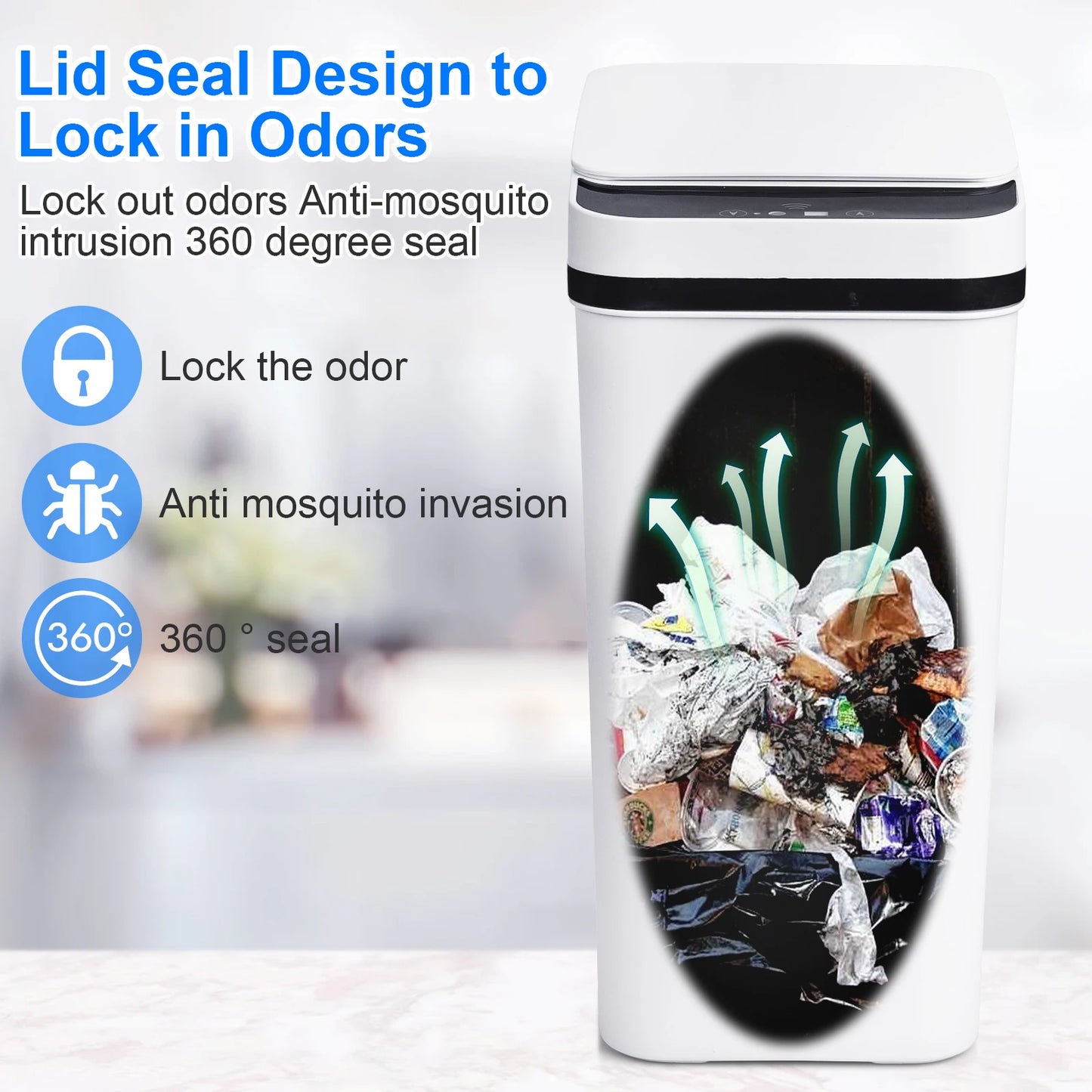2-Pack Touchless Trash Cans — 12L Motion Sensor Slim Bins for Bathroom, Bedroom & Office