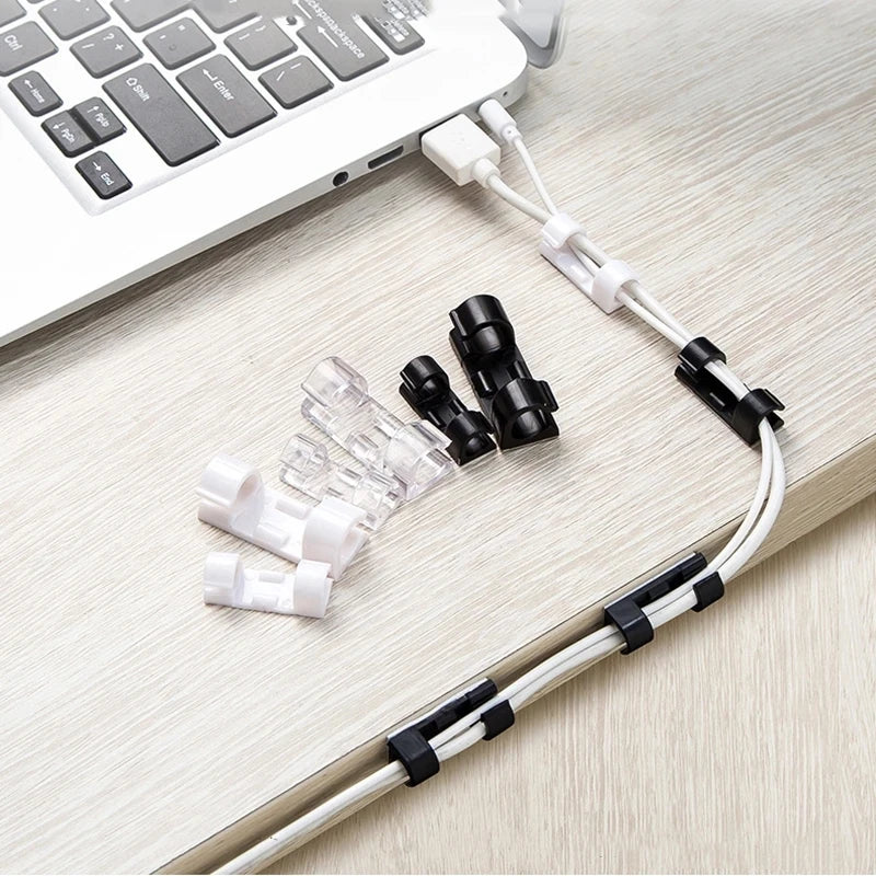 Desktop Cable Clips 3-Pack — Cord Holder for USB & Charging Cables, Office Desk Organizer