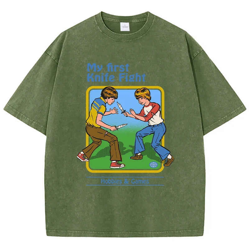 Retro Cartoon Graphic Washed T-Shirt