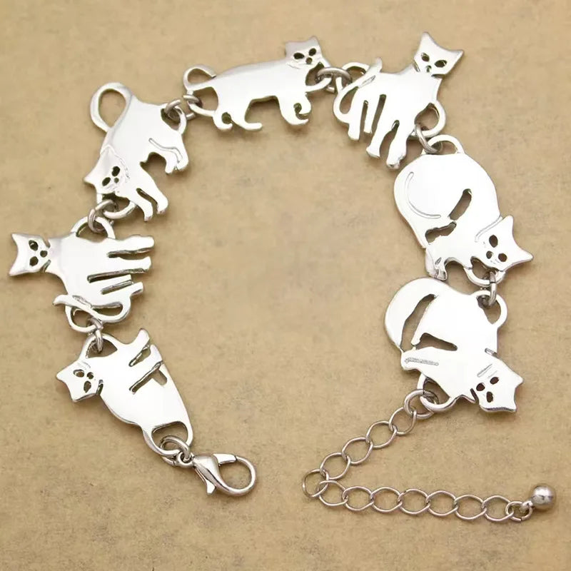 Cute Cat Charm Chain Link Bracelet