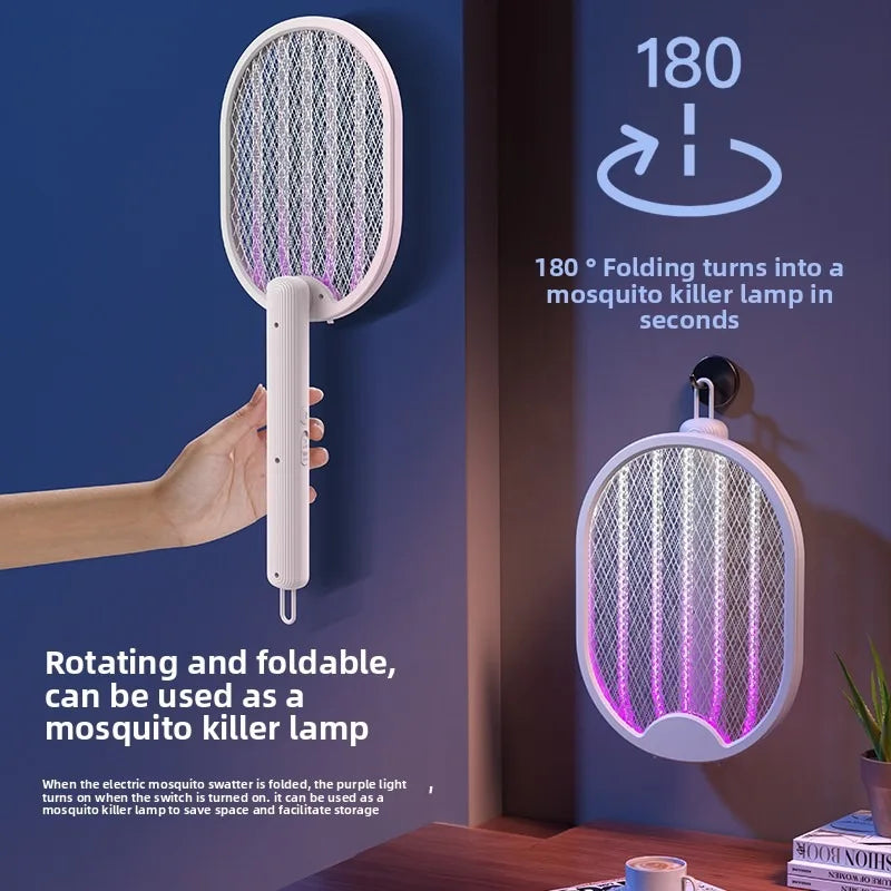Foldable Electric Bug Zapper — USB Rechargeable Mosquito Swatter with UV Light