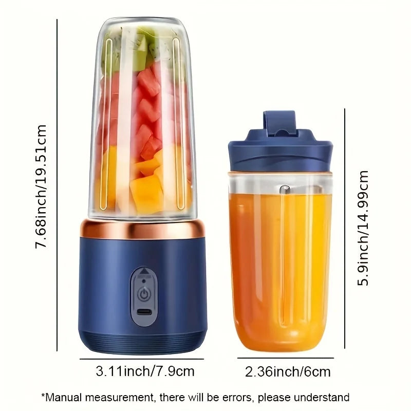 Portable Rechargeable Blender — 400ml Cordless Personal Juicer Cup for Smoothies On the Go