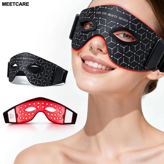 Red Light Eye Mask 630NM 850NM LED Eye Red Light Therapy Eye Mask with 5Modes Massager for Relieve Eye Bag Dark Circle Puffiness