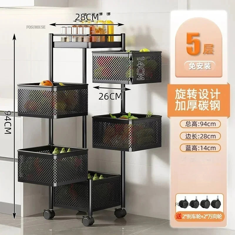Rolling Kitchen Storage Cart with Wheels — Multi-Tier Organizer for Kitchen, Bathroom & Office
