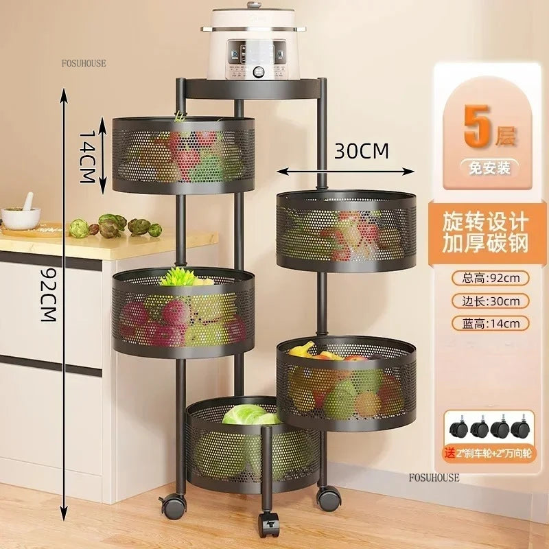 Rolling Kitchen Storage Cart with Wheels — Multi-Tier Organizer for Kitchen, Bathroom & Office
