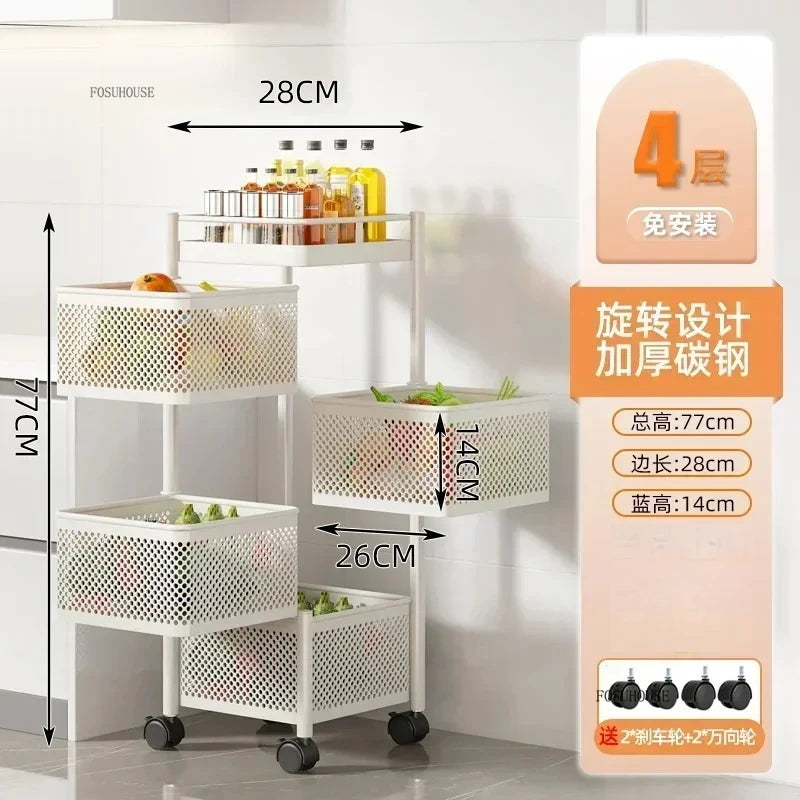 Rolling Kitchen Storage Cart with Wheels — Multi-Tier Organizer for Kitchen, Bathroom & Office