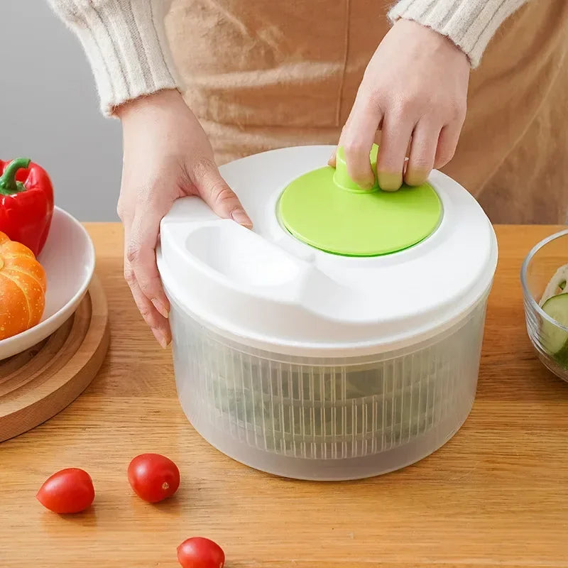 Salad Spinner & Lettuce Dryer — Quick-Crank Greens Washer with Storage Bowl