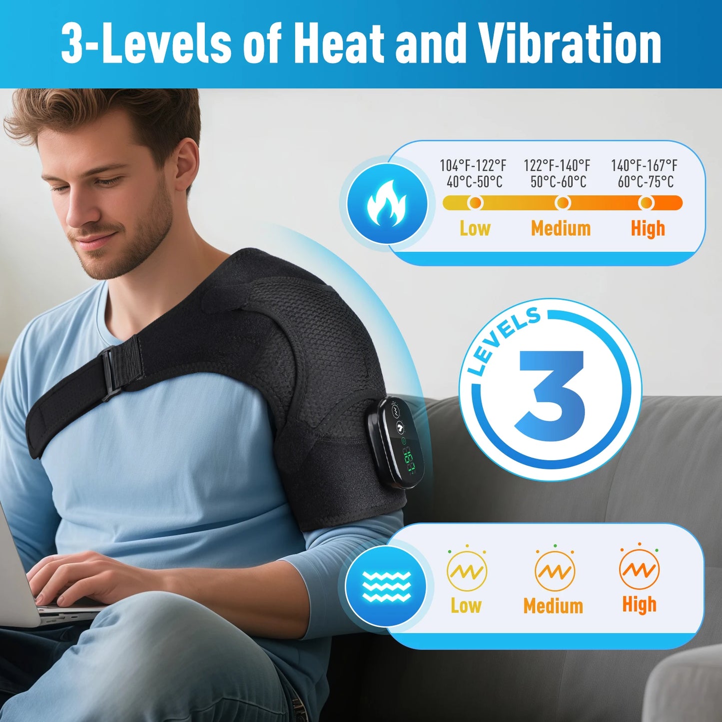 3-in-1 Heated Knee & Shoulder Massager Wrap — Vibration + Heat for Joint Pain Relief
