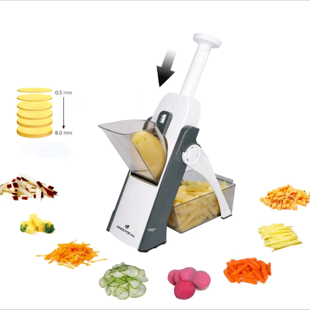 Multifunction Adjustable Mandoline Slicer — Vegetable & Fruit Shredder with Safety Guard