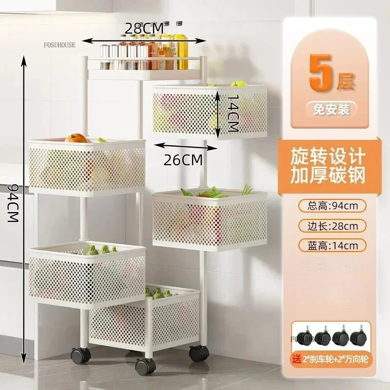 Rolling Kitchen Storage Cart with Wheels — Multi-Tier Organizer for Kitchen, Bathroom & Office