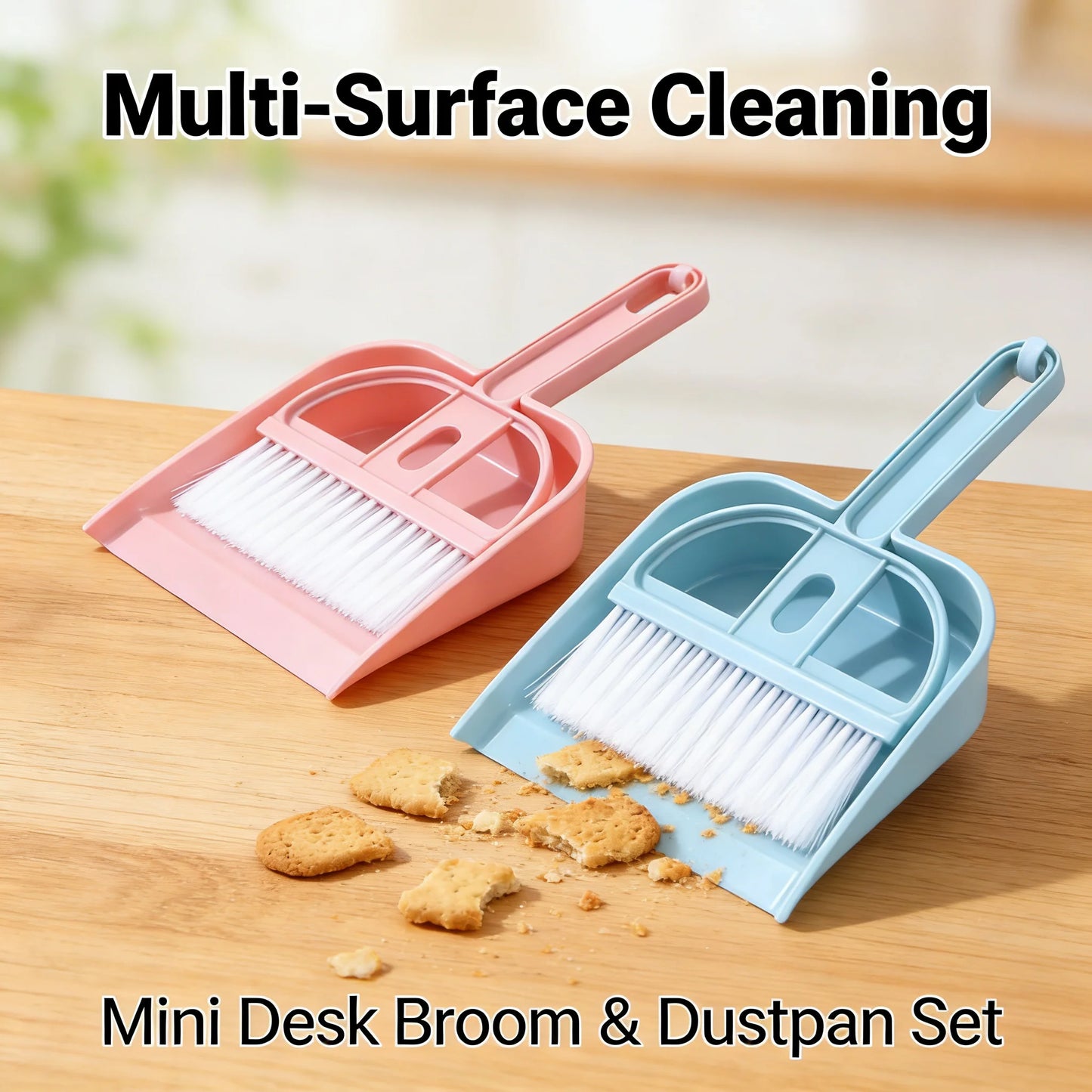 Mini Desk Broom & Dustpan Set — Cute Handheld Brush for Keyboard, Crafts & Tabletop Cleaning