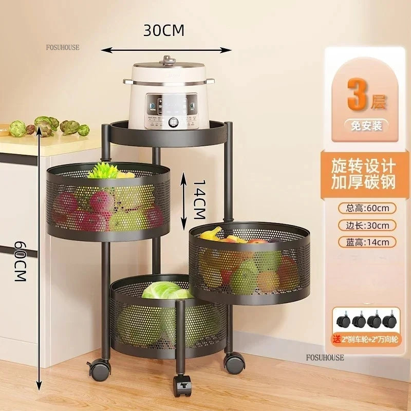Rolling Kitchen Storage Cart with Wheels — Multi-Tier Organizer for Kitchen, Bathroom & Office