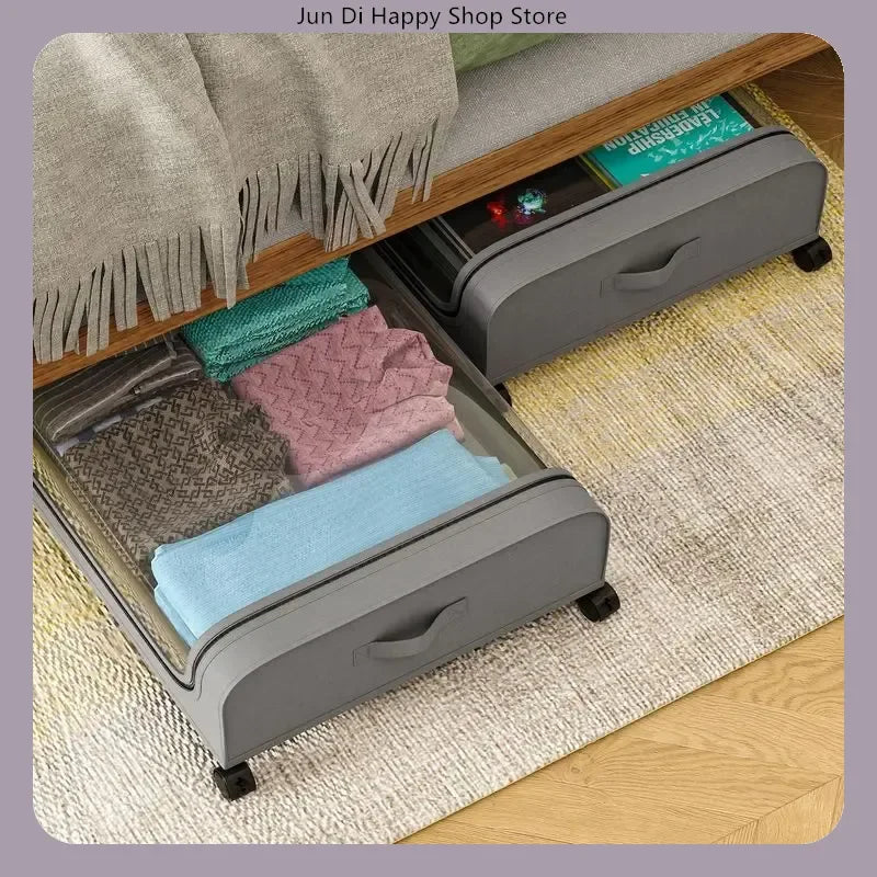Under Bed Storage Box with Wheels — Dust-Proof Rolling Drawer Organizer