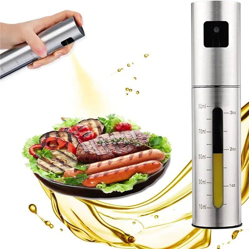 Stainless Steel Oil Mist Spray Bottle — Even Coating for BBQ, Air Fryer & Cooking