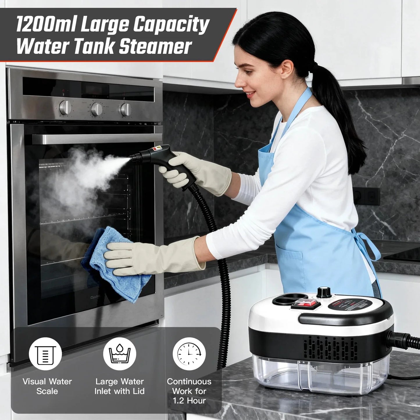 2500W Handheld Steam Cleaner — Chemical-Free Power Cleaner for Tile, Grout, Kitchen & Car