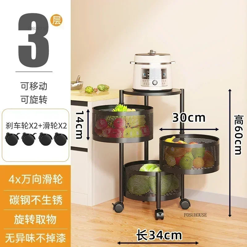 Rolling Kitchen Storage Cart with Wheels — Multi-Tier Organizer for Kitchen, Bathroom & Office