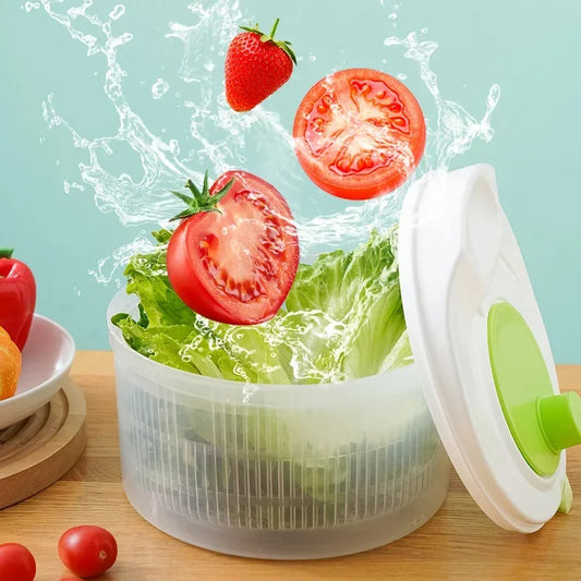Salad Spinner & Lettuce Dryer — Quick-Crank Greens Washer with Storage Bowl