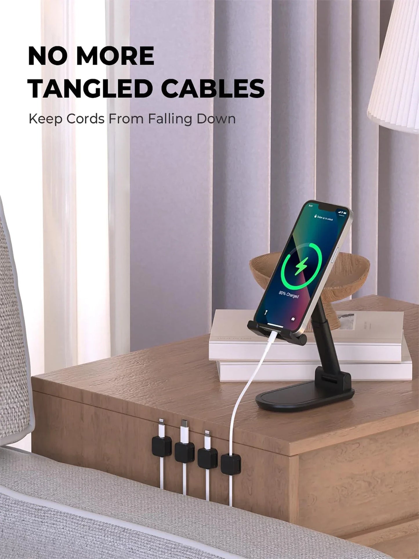 Adhesive Cable Clips — Cord Holder for Desk, Car & Wall