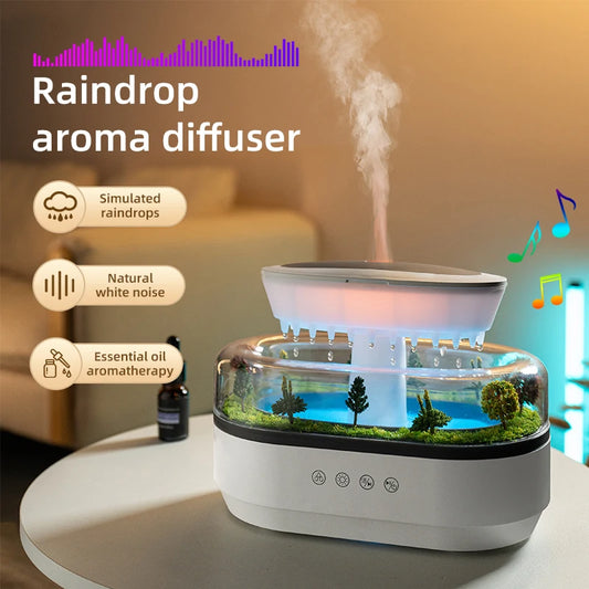 Rain Cloud Aroma Diffuser Humidifier Night Light White Noise - Ontimebazaar