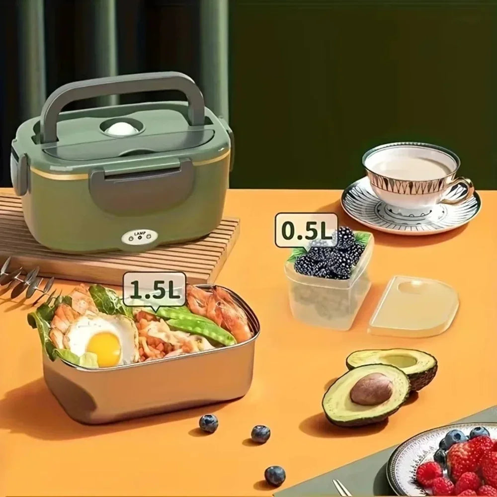 Electric Heated Lunch Box — 1.5L Portable 60W Food Warmer for Car & Office