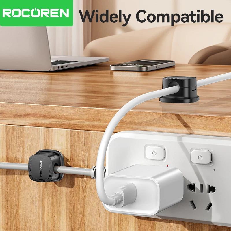 Magnetic Under-Desk Cable Management Organizer — 6 Pack for Home Office Desk Setup